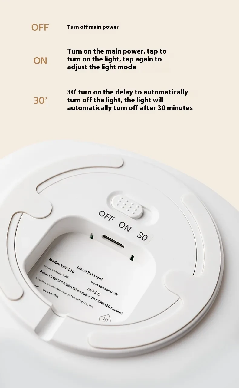 Lámpara de silicona con forma de nube para mesita de noche