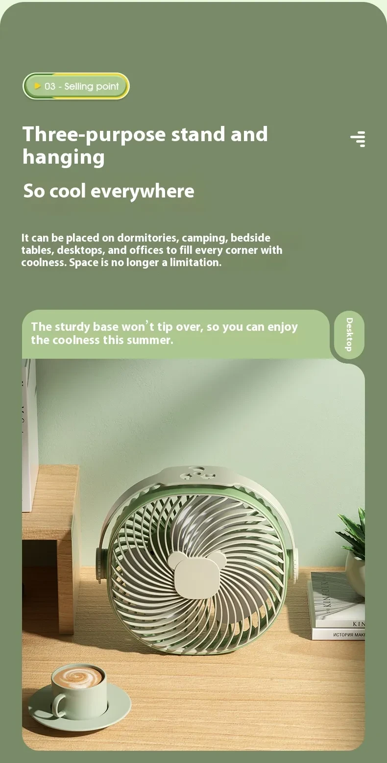 Ventilador USB portátil para dormitorio en casa
