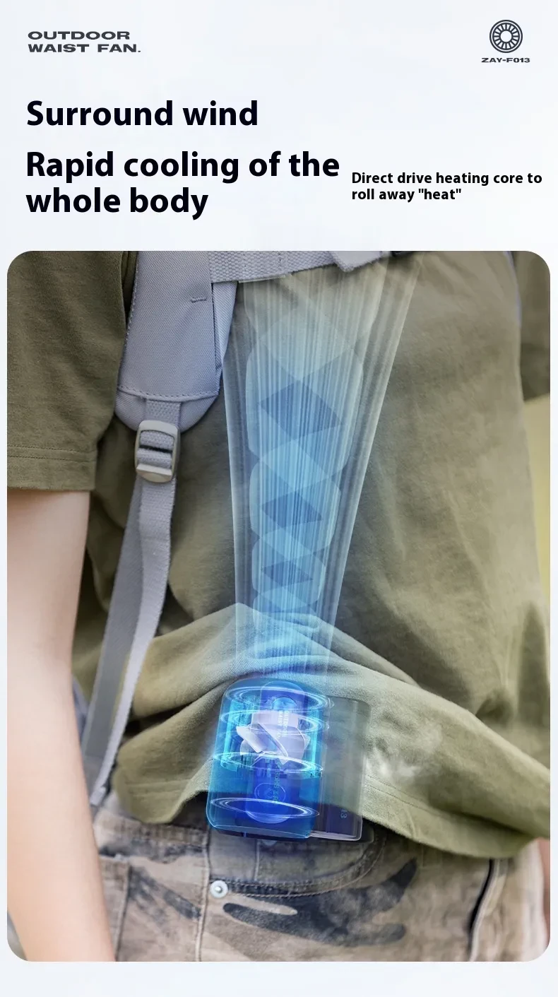 Ventilador de aire portátil de gran tamaño con carga USB para deportes al aire libre, obras de construcción, refrigeración de verano, pequeño y portátil para deportes al aire libre, viajes y trabajo.