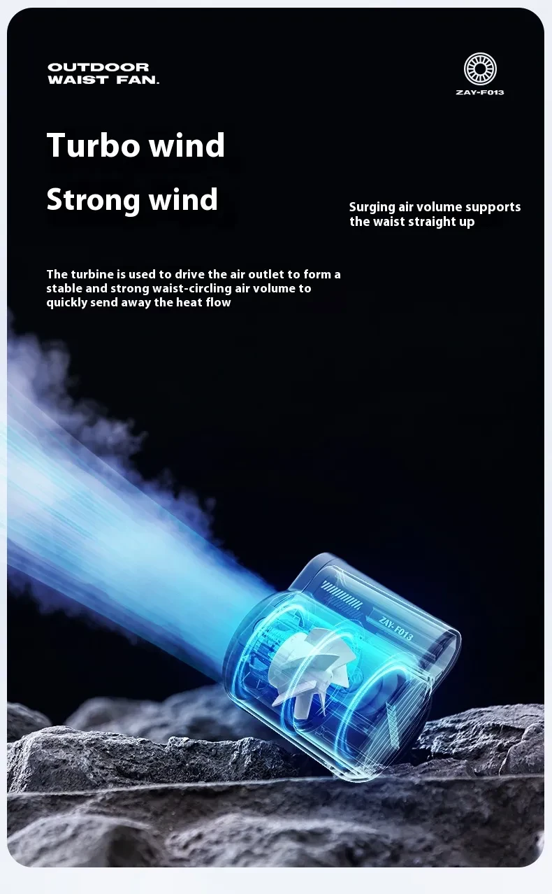 Ventilador de aire portátil de gran tamaño con carga USB para deportes al aire libre, obras de construcción, refrigeración de verano, pequeño y portátil para deportes al aire libre, viajes y trabajo.