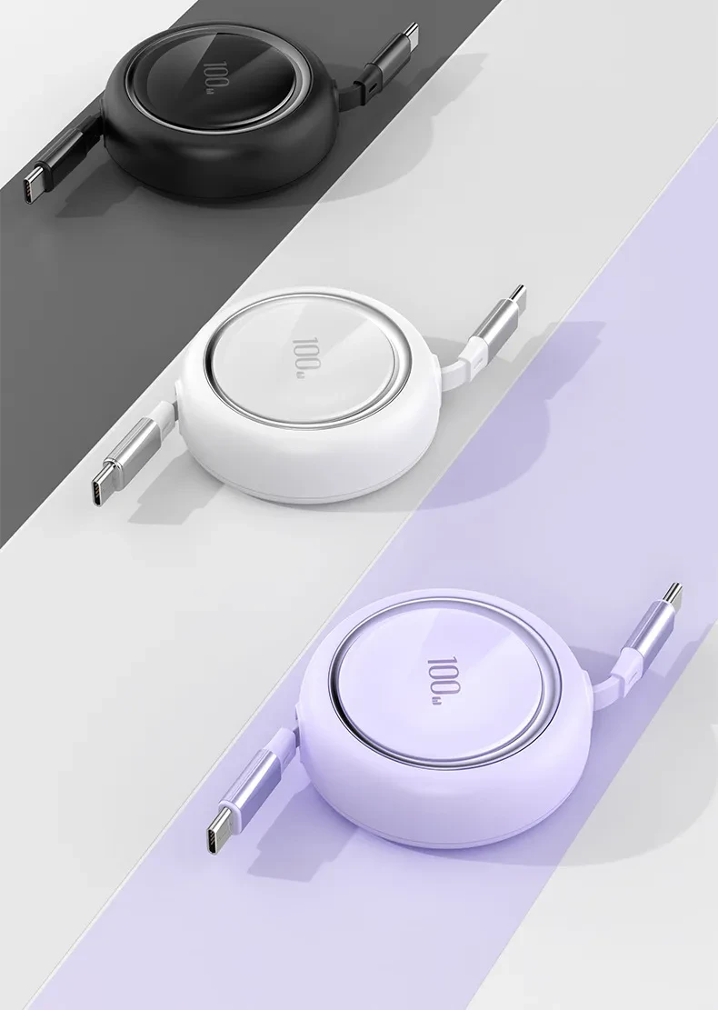 Cable de datos retráctil de 100 W para el hogar y la moda