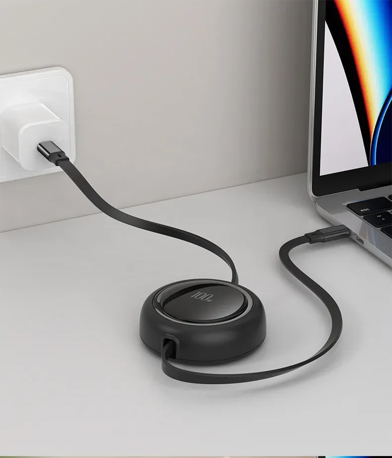 Cable de datos retráctil de 100 W para el hogar y la moda