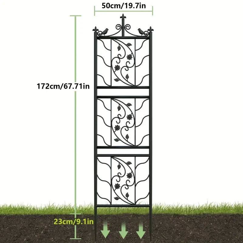 Cerca de jardín de metal enrejado de 6 paneles de 195 cm de alto