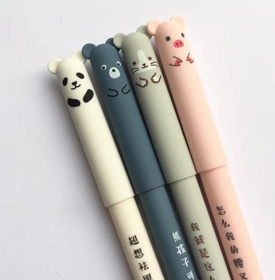 Juego de 4 piezas de cerdo, oso, gato y ratón kawaii
