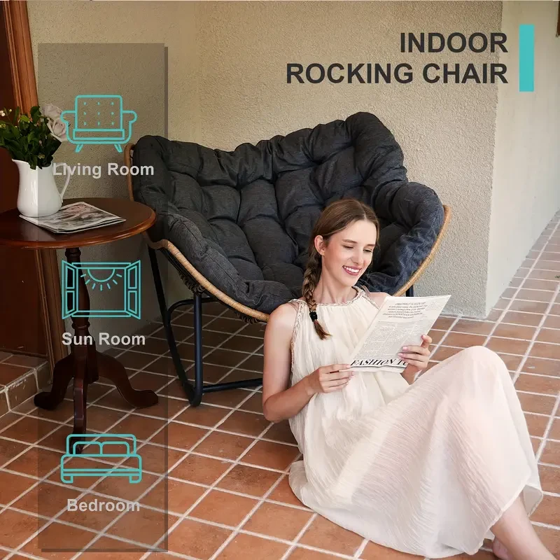 Mecedora de exterior para patio - Royal Papasan con cojín
