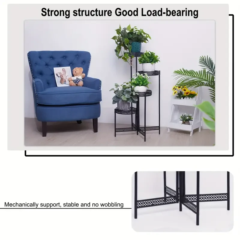 Macetero plegable de metal de 4 niveles: ahorra espacio