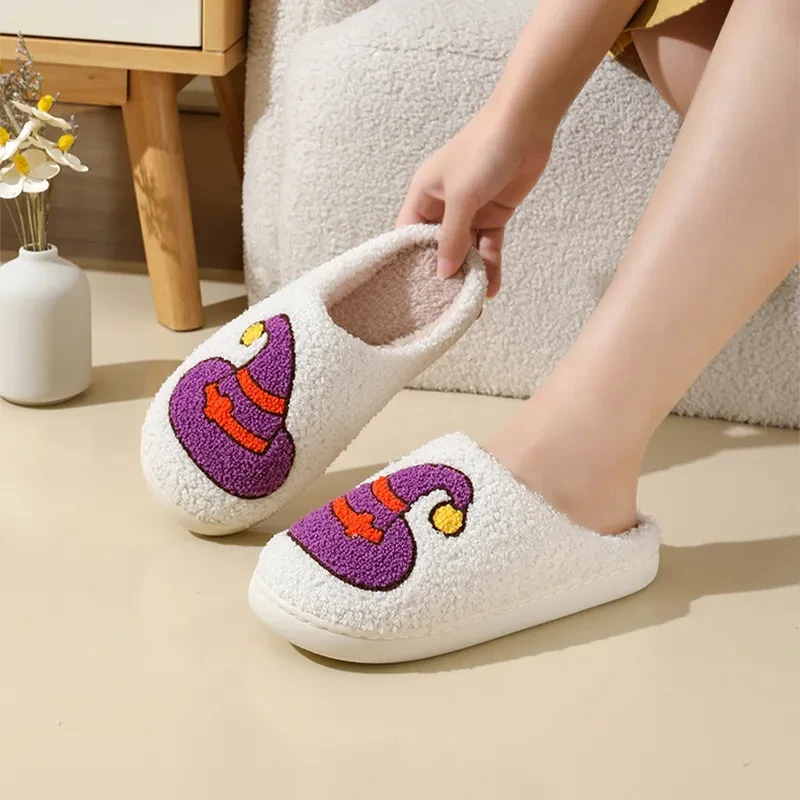 Pantuflas de bruja y araña de Halloween