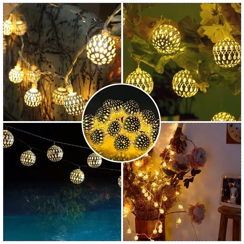 Guirnalda de luces marroquíes de 6,5 m con energía solar y 30 LED