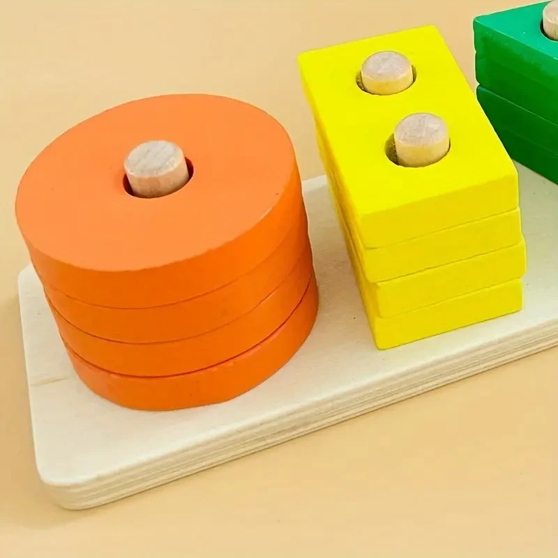 Juguetes de madera para apilar y clasificar: reconocimiento de colores y formas