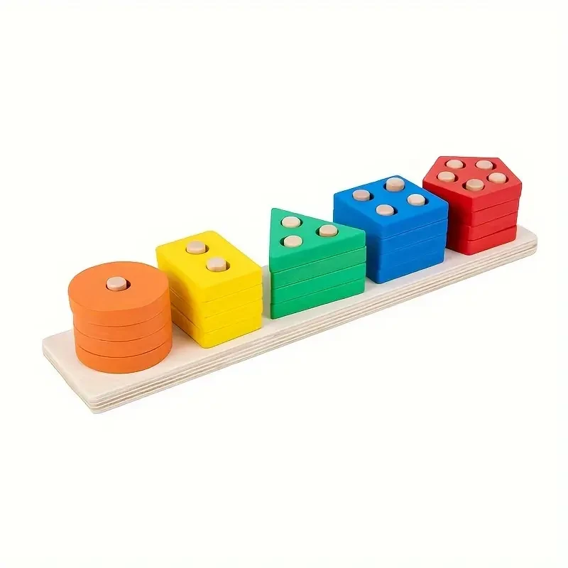Juguetes de madera para apilar y clasificar: reconocimiento de colores y formas