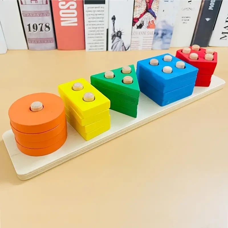 Juguetes de madera para apilar y clasificar: reconocimiento de colores y formas