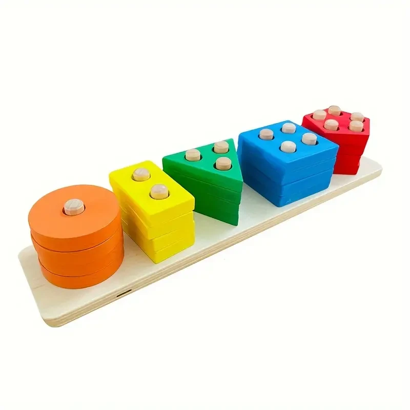 Juguetes de madera para apilar y clasificar: reconocimiento de colores y formas