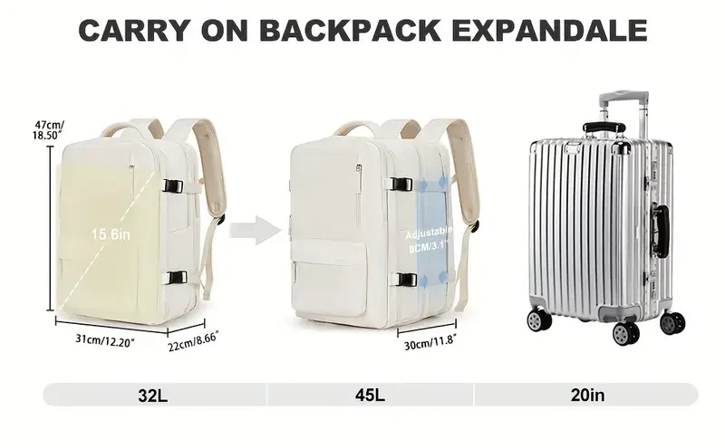 Mochila de viaje con múltiples bolsillos para llevar a mano,