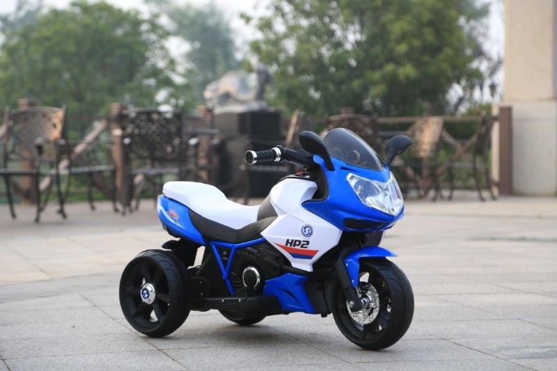 Bicicleta eléctrica para niños, motocicleta azul