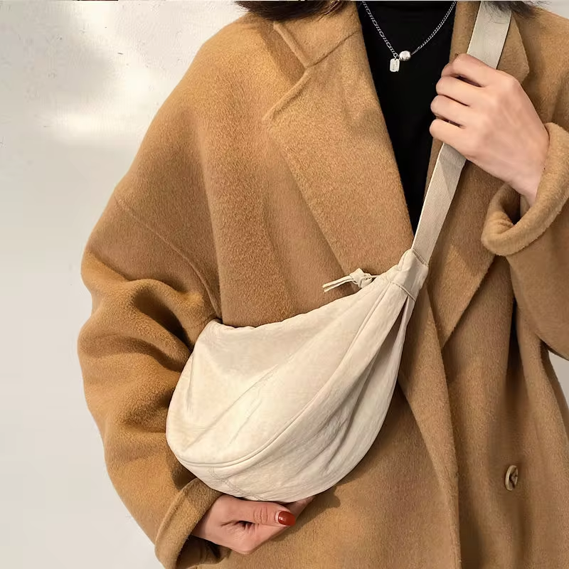 Bolso bandolera de nailon para mujer, diseño sencillo, estilo hobo, pequeño, estilo vintage, de tela