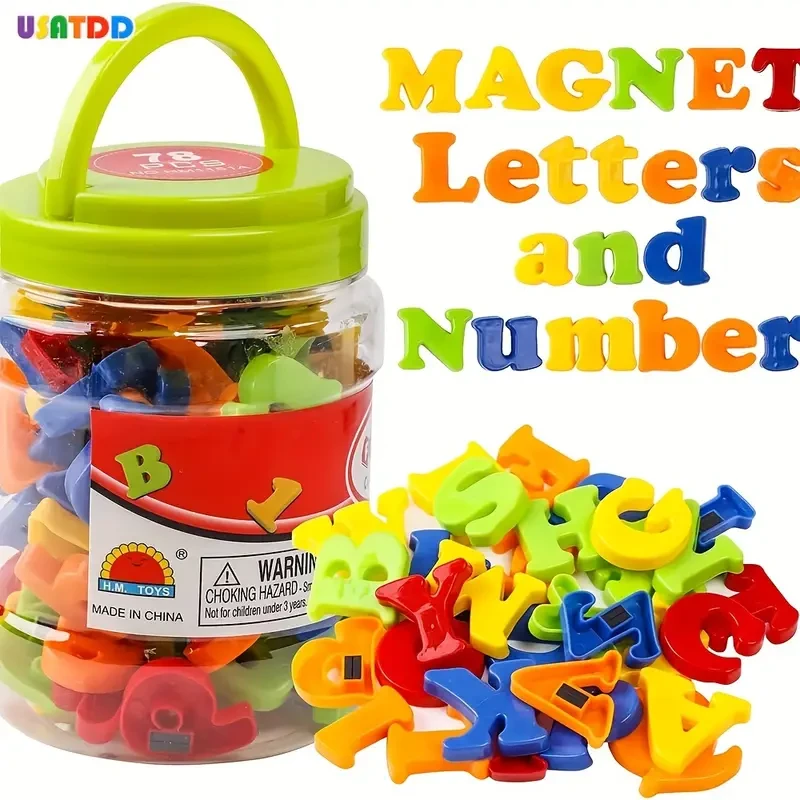 Juego de letras y números magnéticos - Pegatinas educativas para el refrigerador
