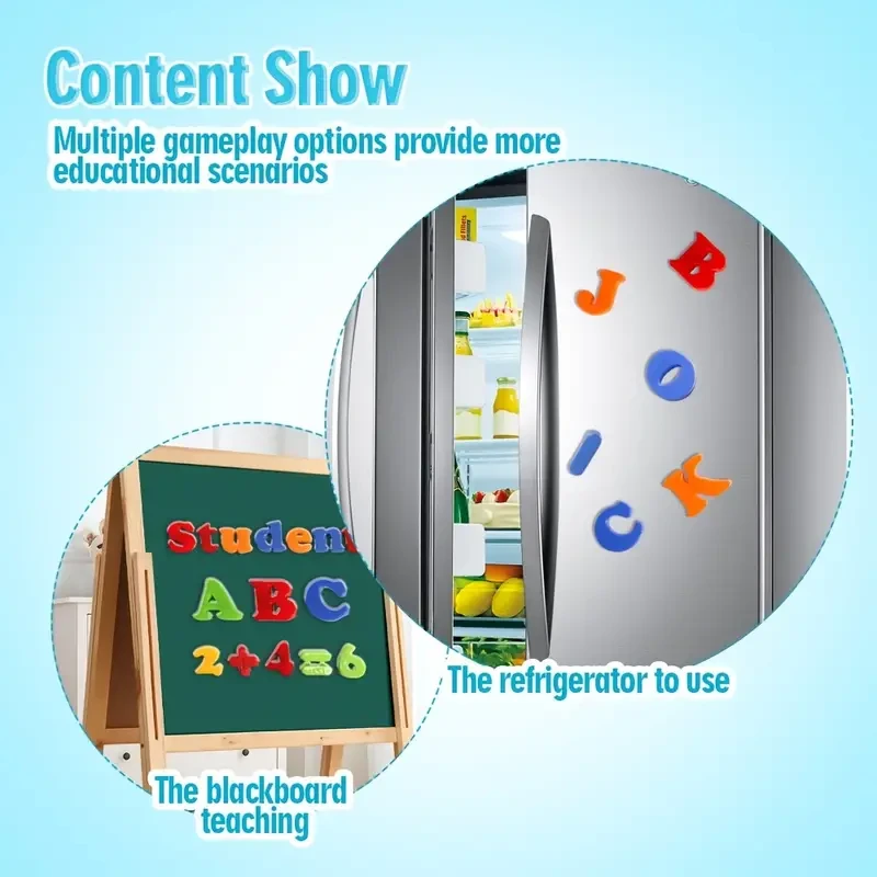 Juego de letras y números magnéticos - Pegatinas educativas para el refrigerador