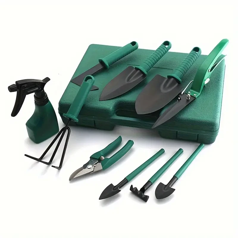 Juego de 10 herramientas de jardinería de acero inoxidable