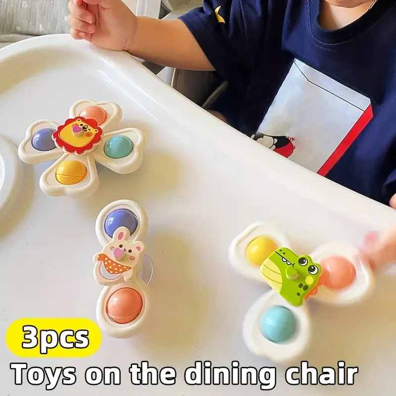 Juego de 3 peonzas con ventosas de dibujos animados de animales