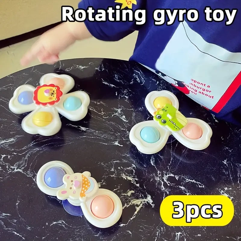 Juego de 3 peonzas con ventosas de dibujos animados de animales