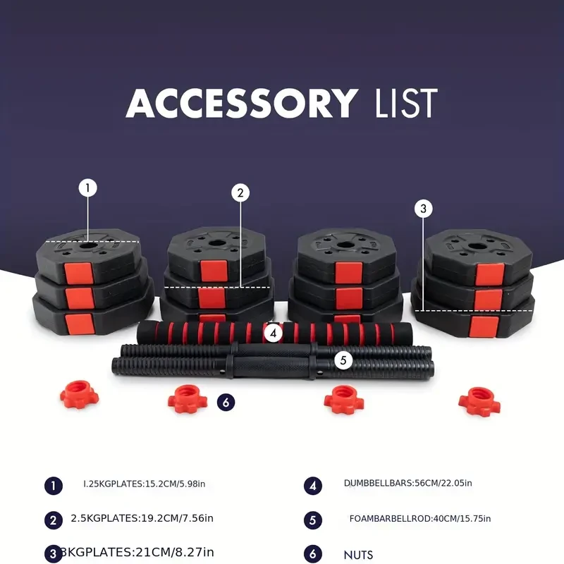 Juego de mancuernas octagonales ajustables de 40 kg: resistentes y antideslizantes
