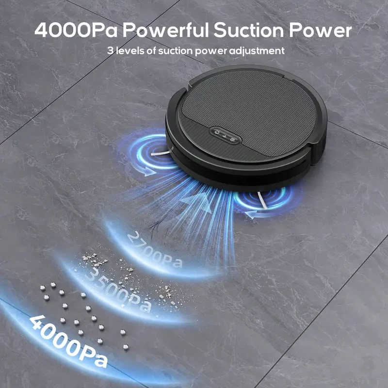 Robot aspirador y fregona ultrafino: succión de 4000 Pa y control por Wi-Fi