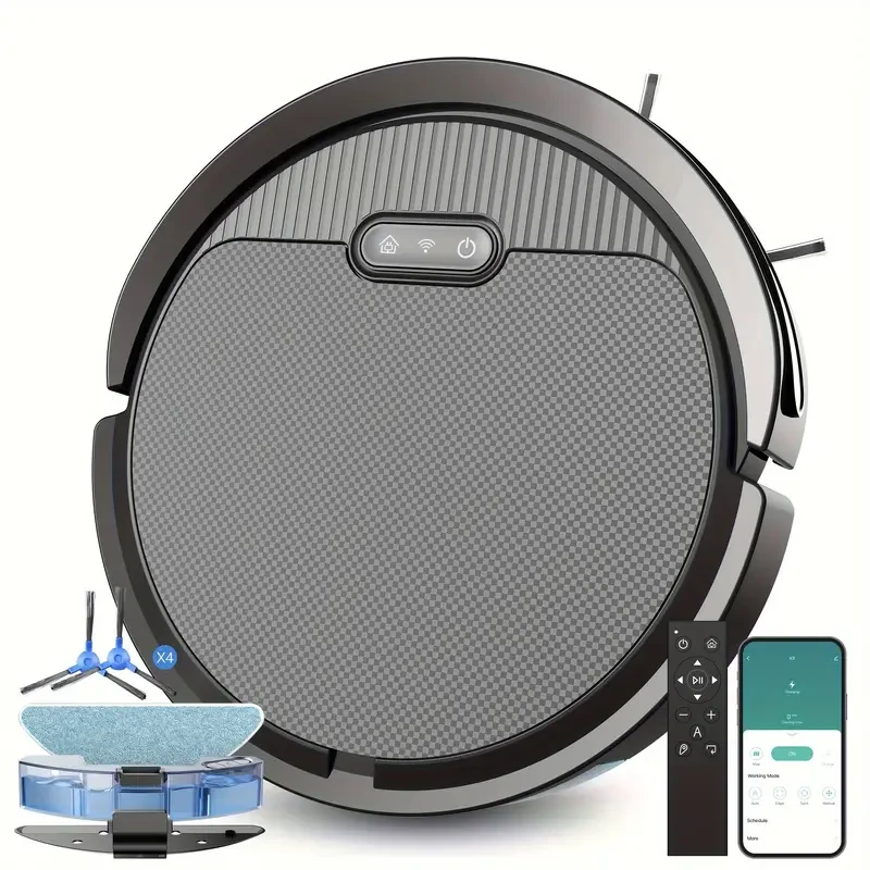 Robot aspirador y fregona ultrafino: succión de 4000 Pa y control por Wi-Fi