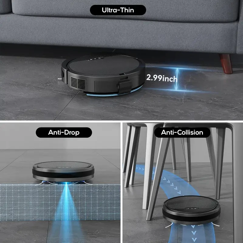 Robot aspirador y fregona ultrafino: succión de 4000 Pa y control por Wi-Fi
