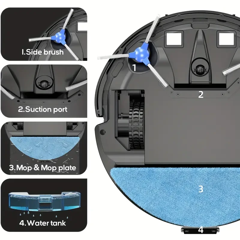 Robot aspirador y fregona ultrafino: succión de 4000 Pa y control por Wi-Fi