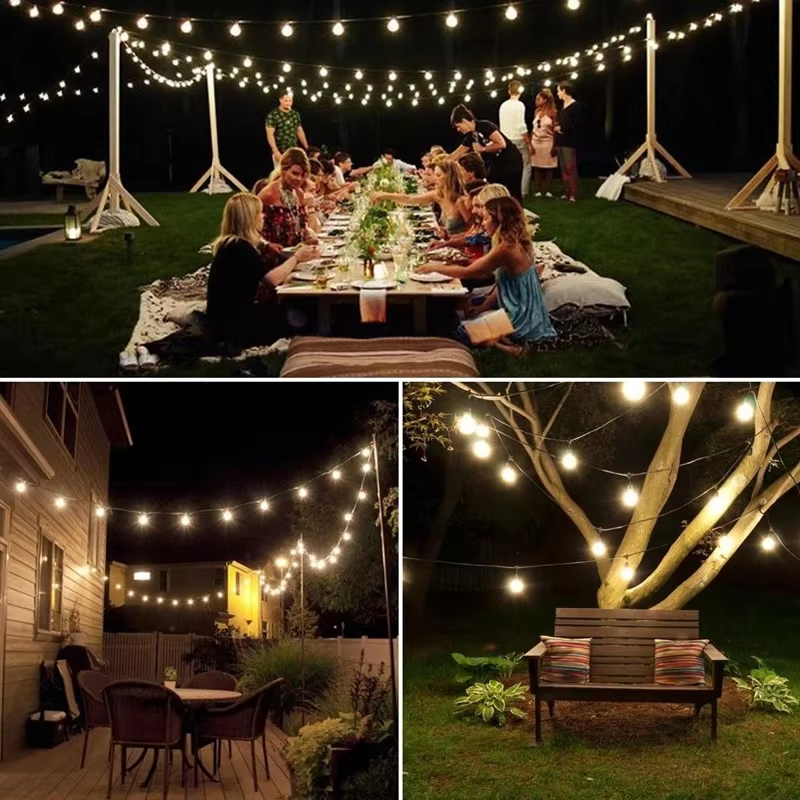 Guirnalda de luces LED solares de cristal con forma de globo, 60 LED, 8 modos de iluminación, IP65, para decoración navideña de jardín y fiestas (1 o 2 unidades)