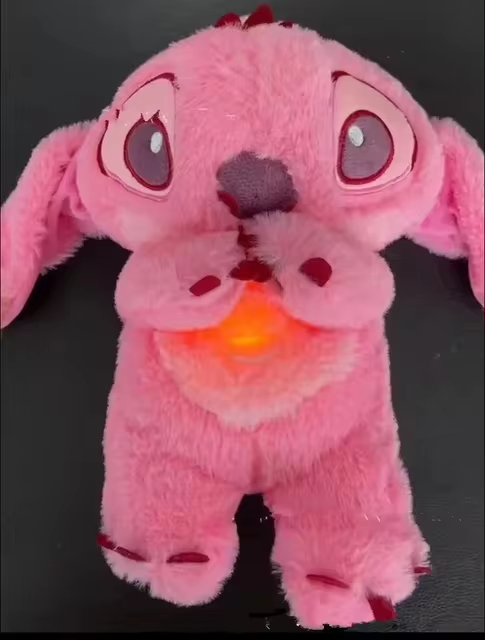 Muñeco de peluche Kawaii Stitch, compañero de sueño para bebé, sonido relajante, musical, kawaii, con bolsa de aire y luz, muñeco que respira, juguetes de regalo.