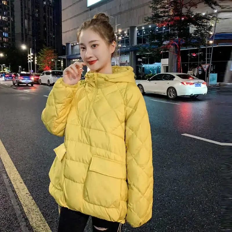 Chaqueta coreana de plumón de pato blanco, holgada y moderna