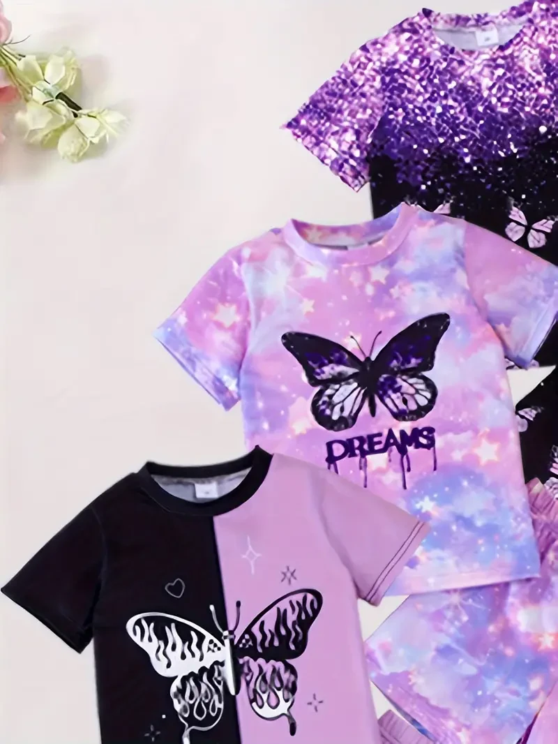 Conjunto de 6 piezas de ropa vibrante con temática de mariposas