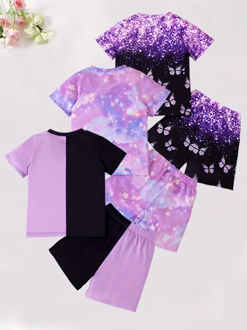 Conjunto de 6 piezas de ropa vibrante con temática de mariposas