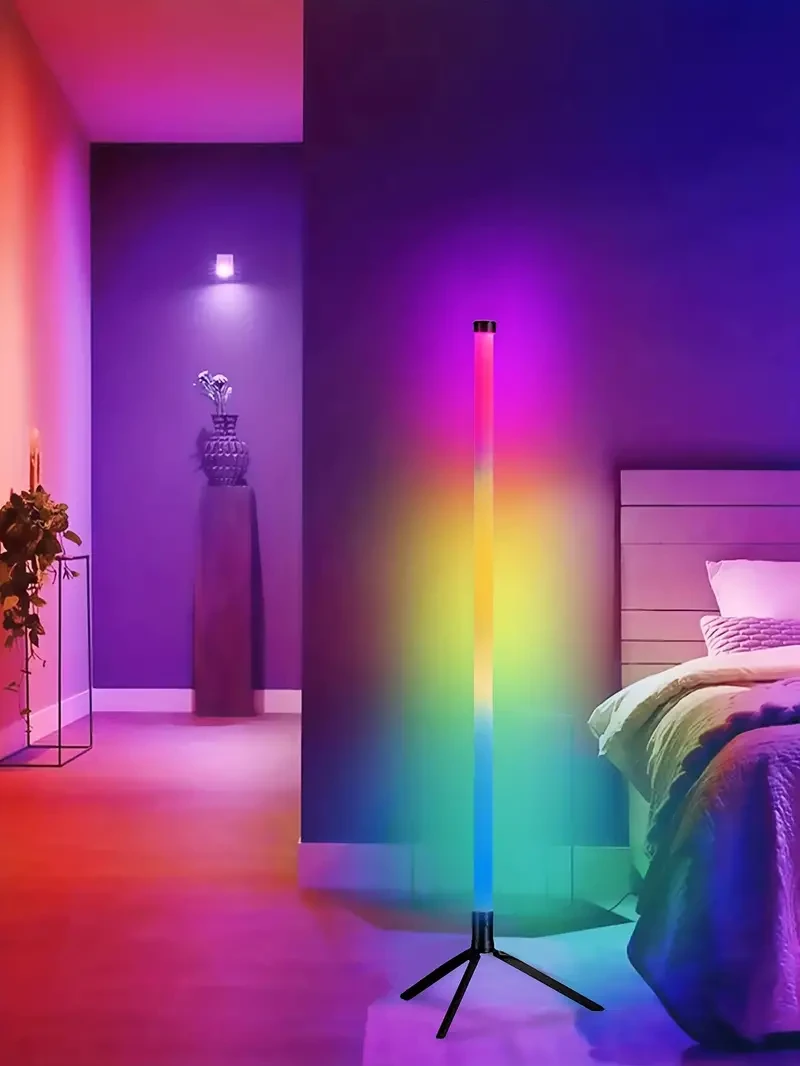 Lámpara de pie de esquina LED RGB multicolor de 1 pieza