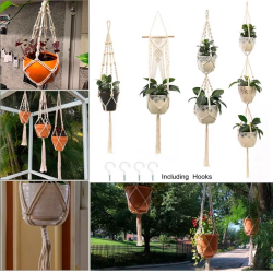 Maceta colgante de macramé hecha a mano, para colgar en la pared, para patio, jardín, cesta colgante