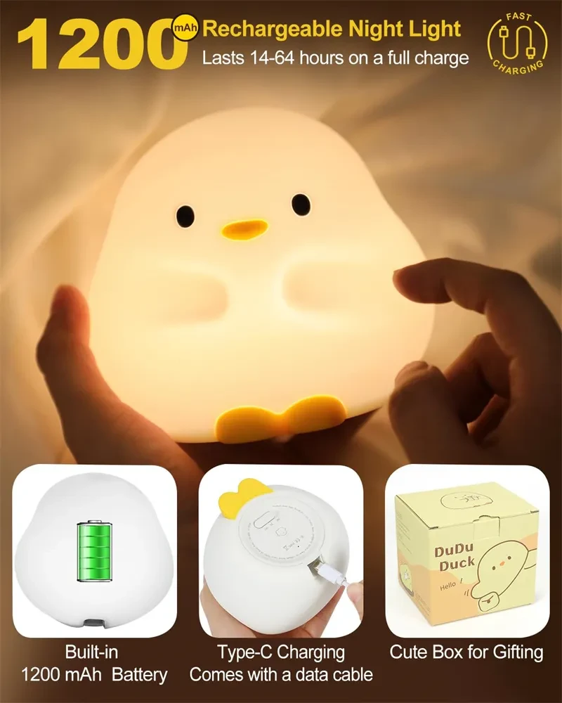 Lámpara de noche LED con forma de pato