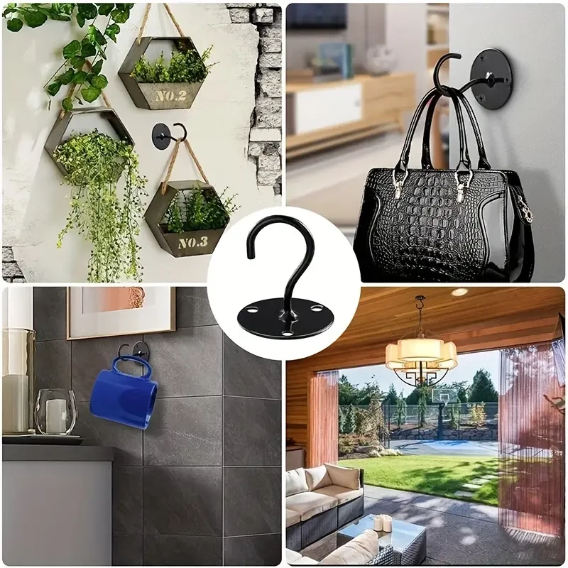 4 ganchos de techo resistentes para colgar plantas y decoraciones en la pared.