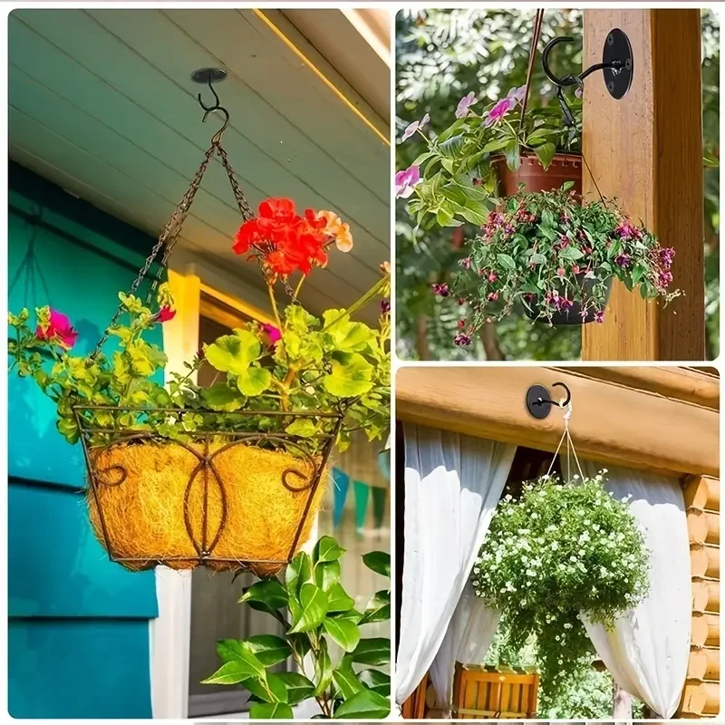 4 ganchos de techo resistentes para colgar plantas y decoraciones en la pared.