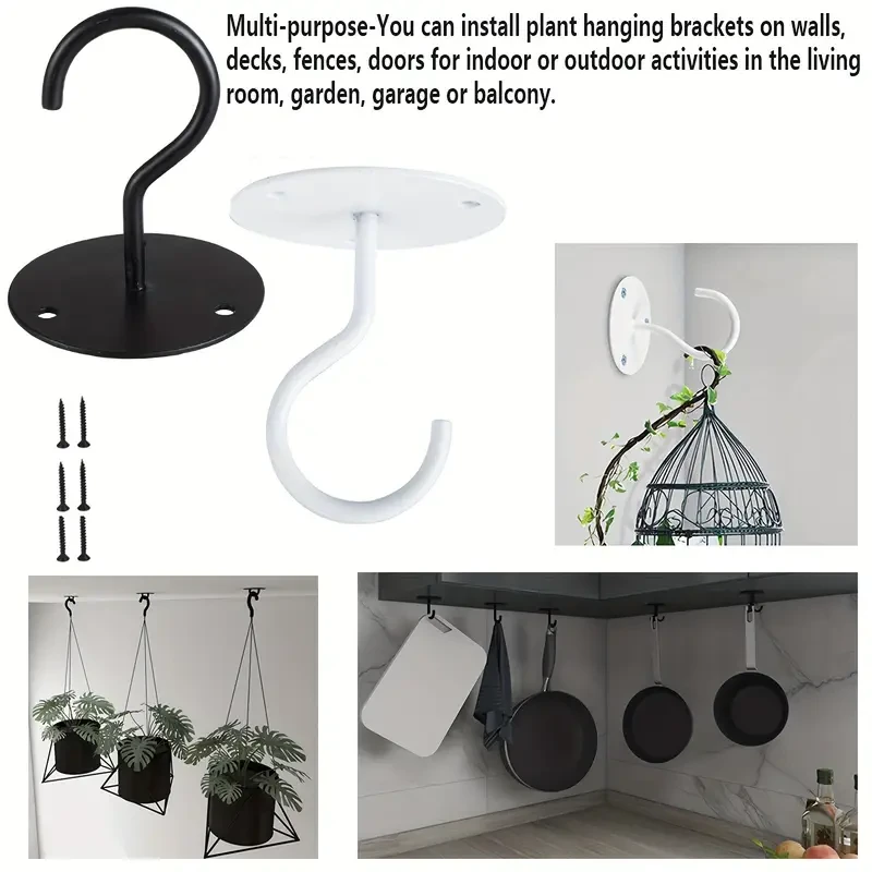 4 ganchos de techo resistentes para colgar plantas y decoraciones en la pared.