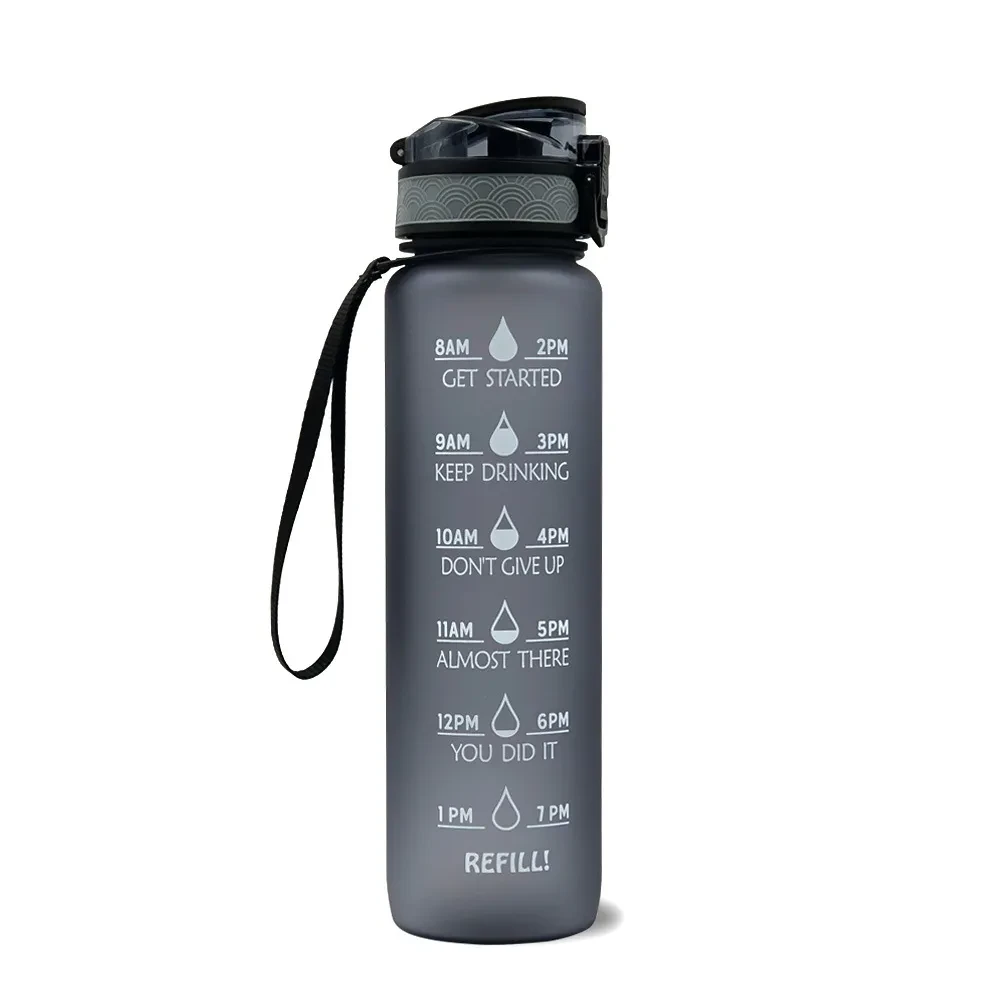 Botella de agua Tritan de 1 l con marcador de tiempo