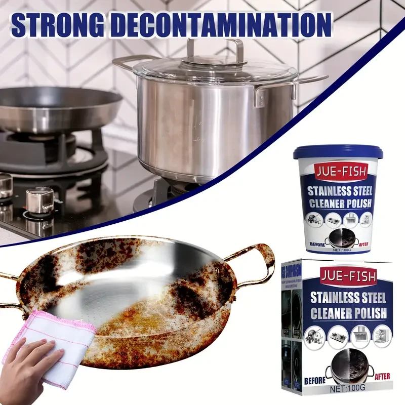 Pasta limpiadora de acero inoxidable de 100 g: quitamanchas y desengrasante