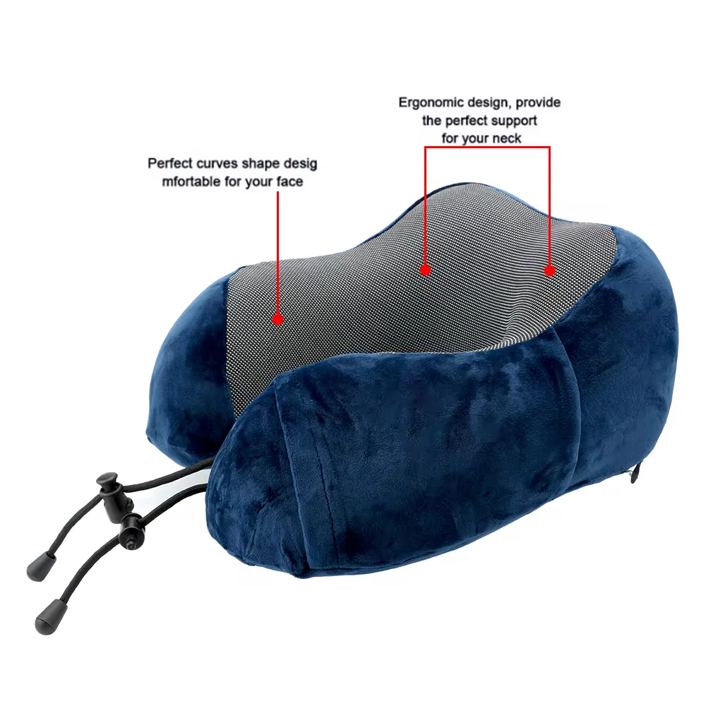 Almohada de viaje suave en forma de U para viajes, atención médica, espuma viscoelástica, cuello, cervicales, almohada de avión, cojín para el cuello