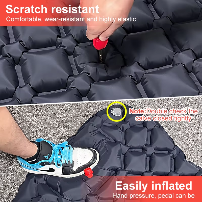 Colchón inflable PACOONE para acampar al aire libre con almohadas, colchón ultraligero con bomba de inflado incorporada, para viajes y senderismo.