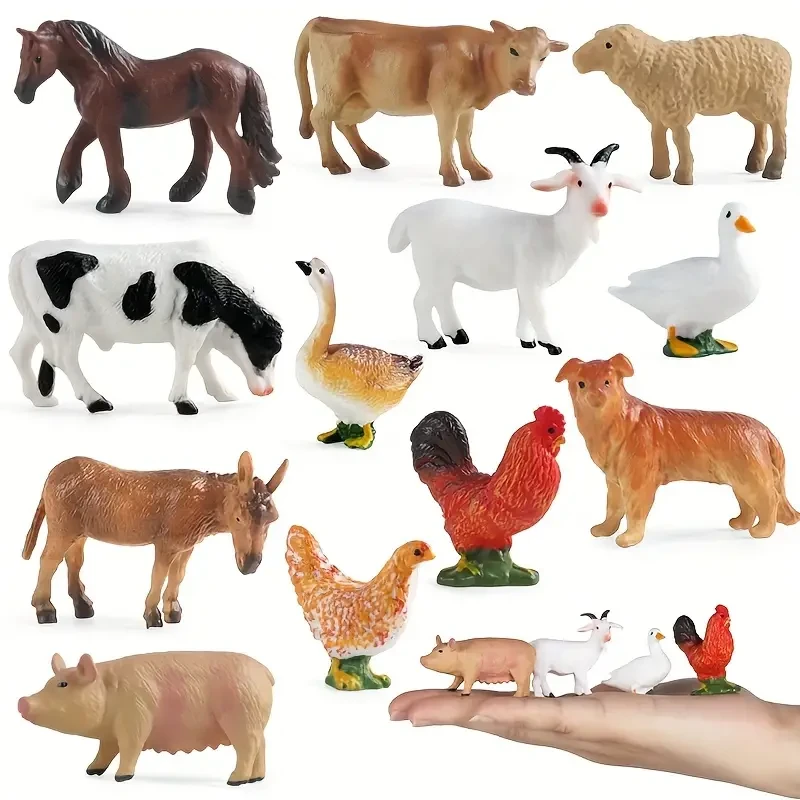 12 minifiguras de animales de granja: juguetes educativos para niños