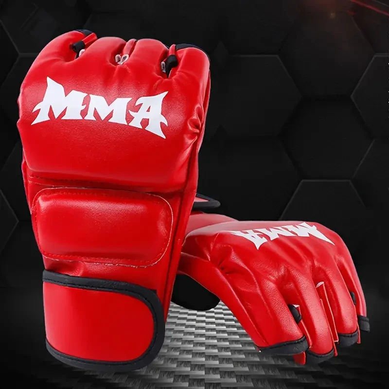 2 guantes de boxeo de entrenamiento Sanda de medio dedo