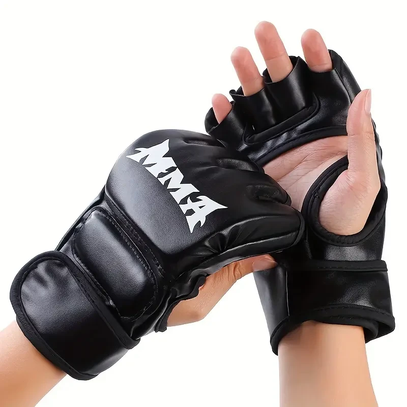 2 guantes de boxeo de entrenamiento Sanda de medio dedo