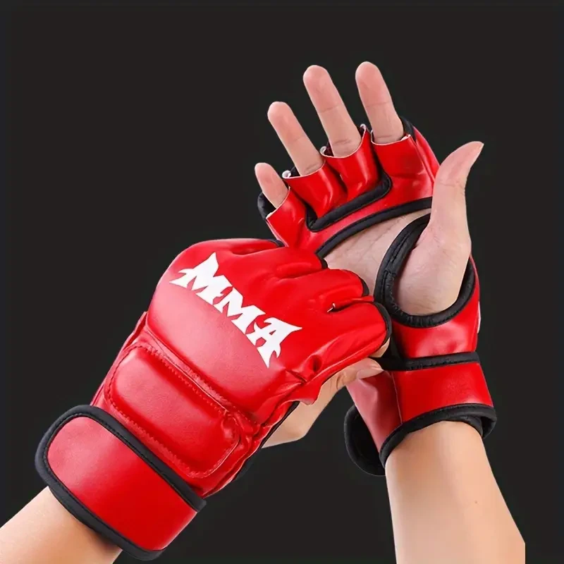 2 guantes de boxeo de entrenamiento Sanda de medio dedo