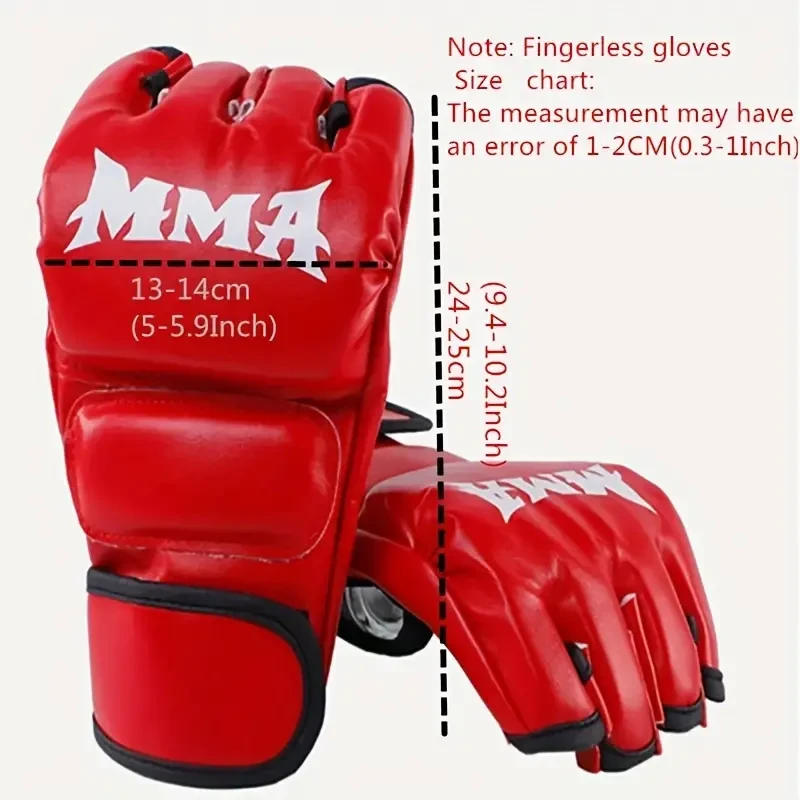 2 guantes de boxeo de entrenamiento Sanda de medio dedo