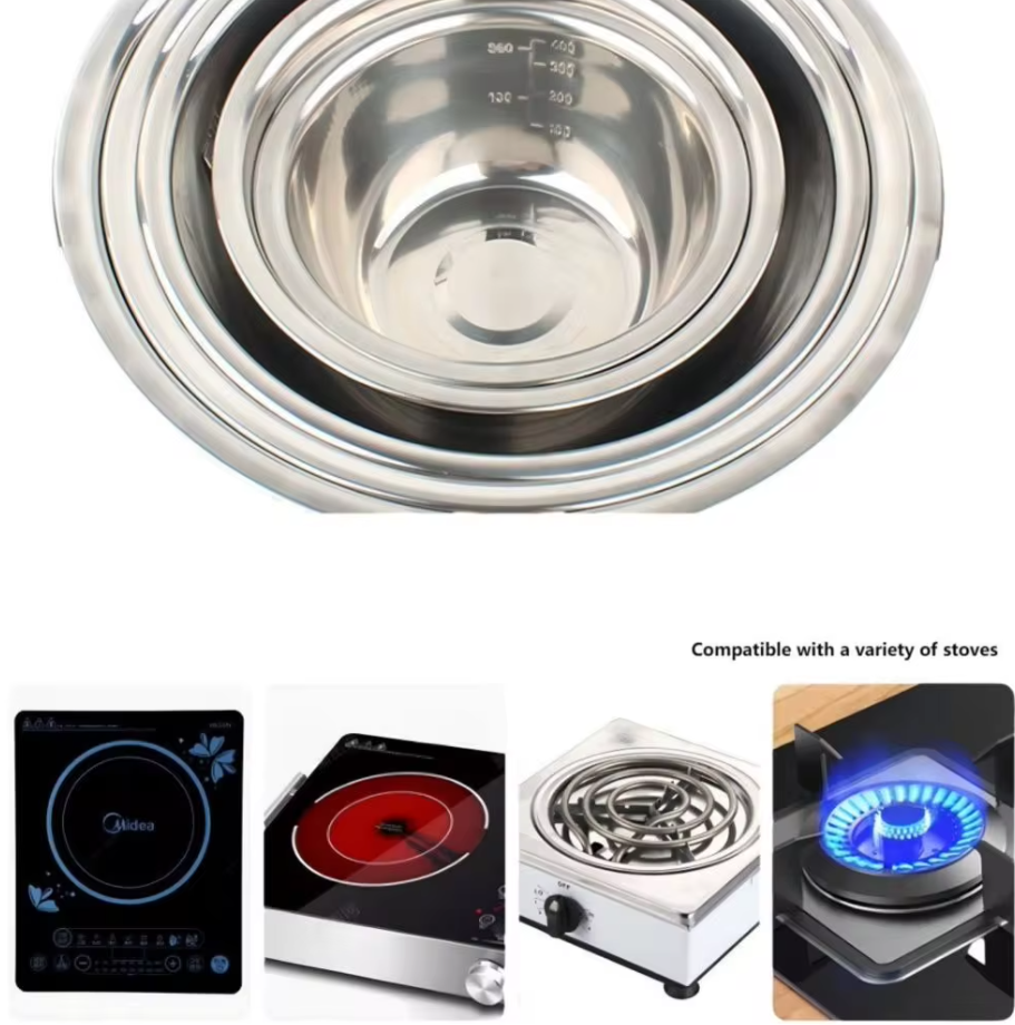 Juego de 5 tazones para mezclar de acero inoxidable